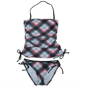 Hula Honey Plaid 2 piece Tankini Bikini Swimsuit Size Small